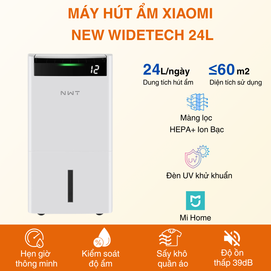 Máy hút ẩm Xiaomi New Widetech 24L