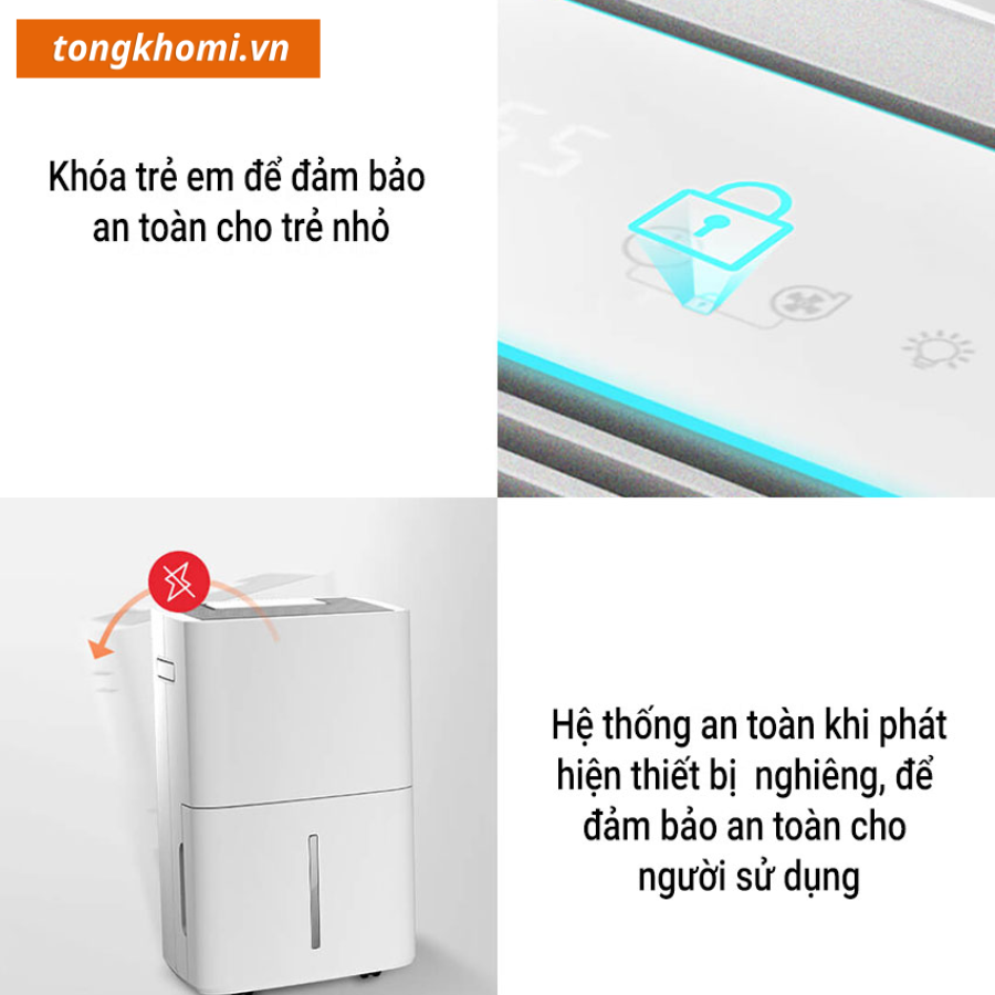 Thiết kế tiện lợi và an toàn của máy hút ẩm Xiaomi 30L New Widetech 3