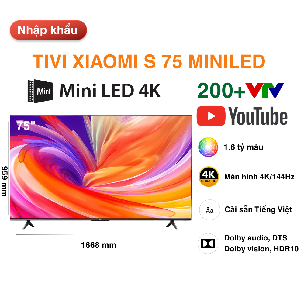 Tivi Xiaomi S MiniLed 75 inch nội địa giá rẻ nhất