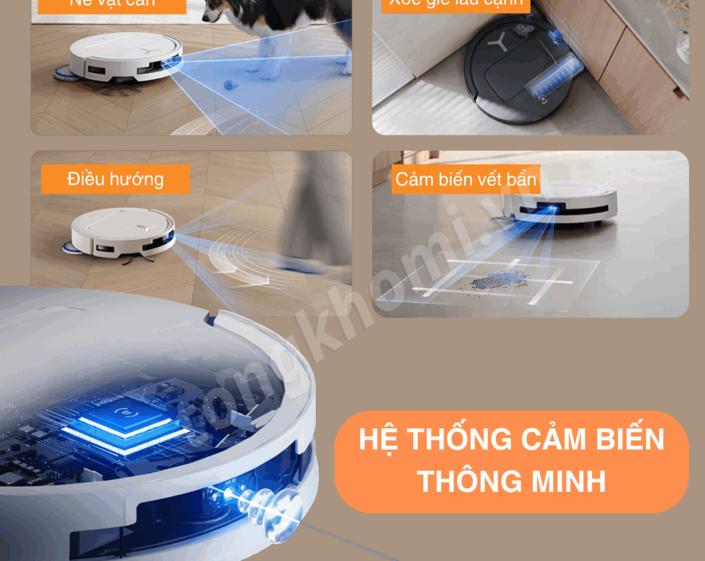 Hệ thống đa cảm biến cực thông minh của robot hút bụi Ecovacs T80