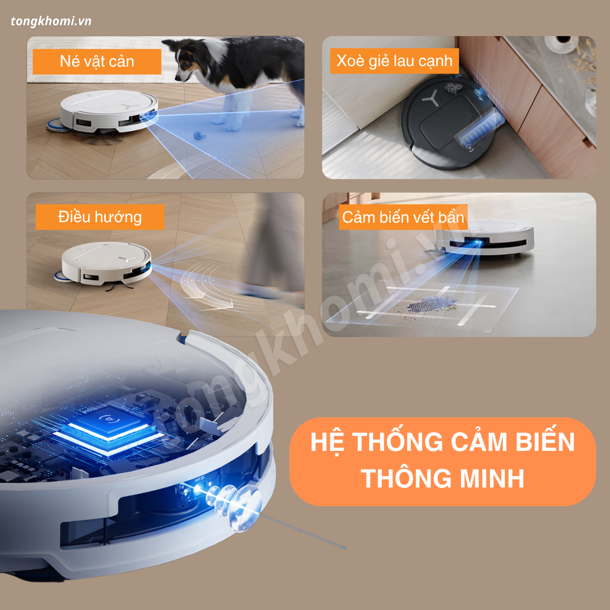 Hệ thống cảm biến thông minh robot hút bụi lau nhà Ecovacs T80 