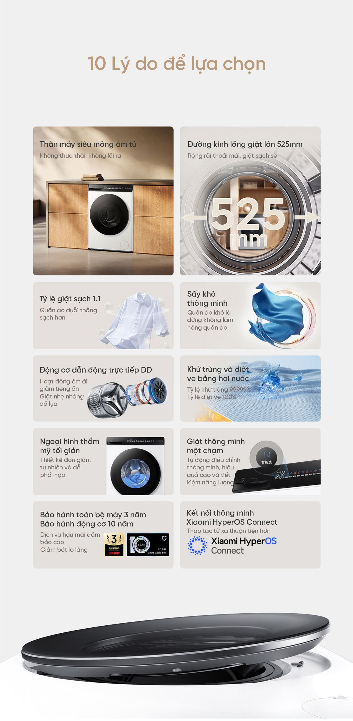 Máy giặt sấy Xiaomi MJ202 ưu điểm nổi bật 