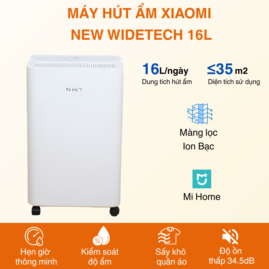 Máy hút ẩm Xiaomi 16L New Widetech chính hãng giá tốt