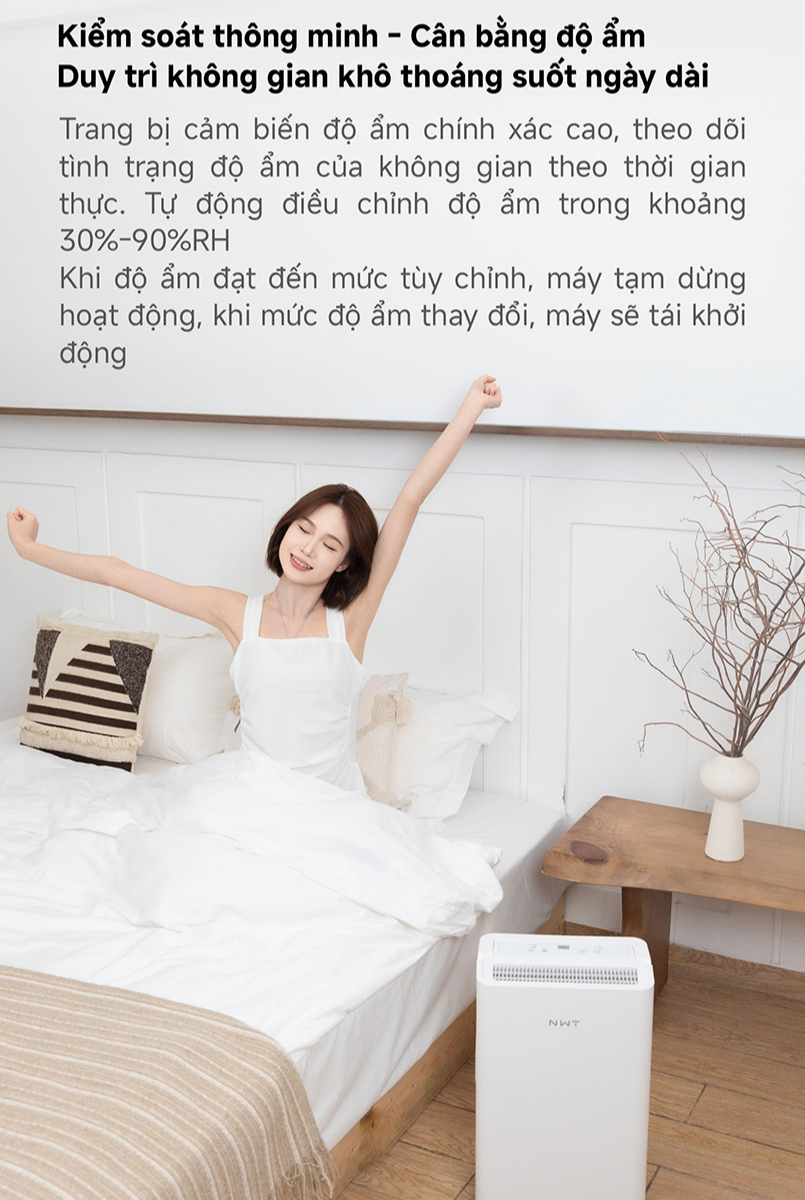 Máy hút ẩm Xiaomi kiểm soát độ ẩm an toàn cho người dùng