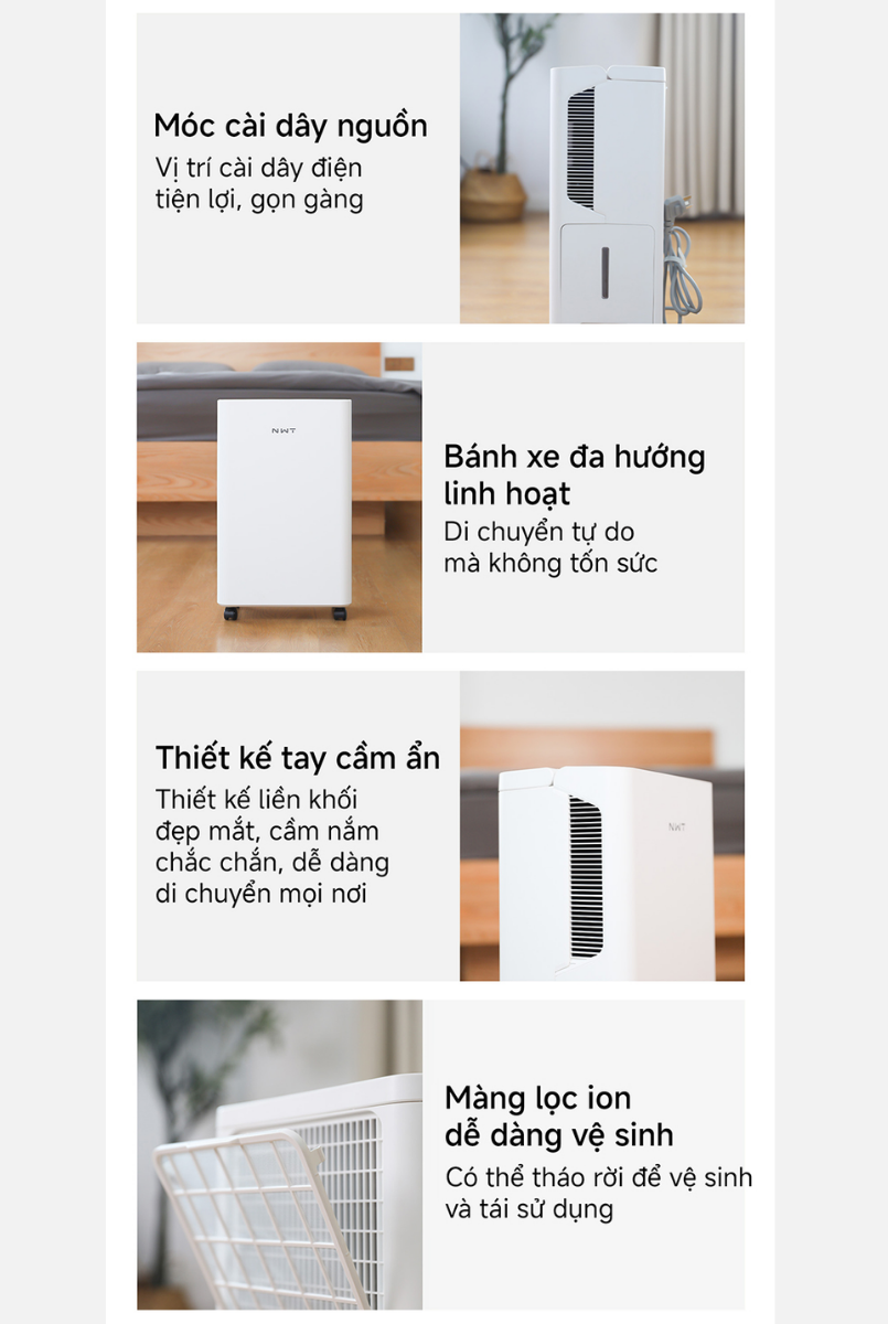 Thiết kế máy hút ẩm không khí Xiaomi New Widetech 16L