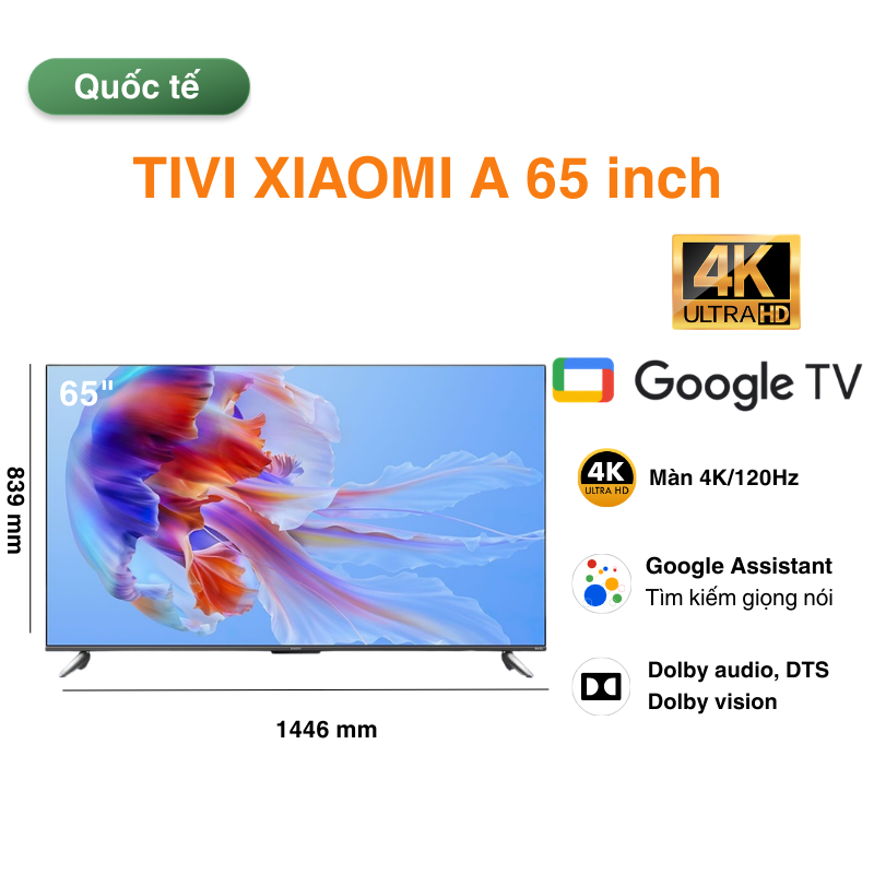 Tivi Xiaomi A 65 inch quốc tế 2026