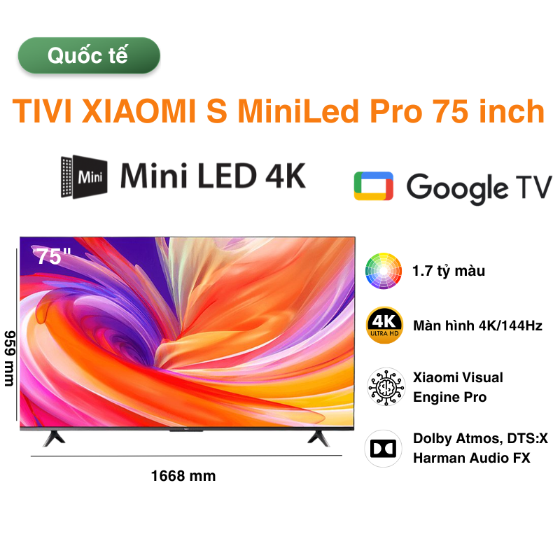 Tivi Xiaomi S miniled 75inch quốc tế