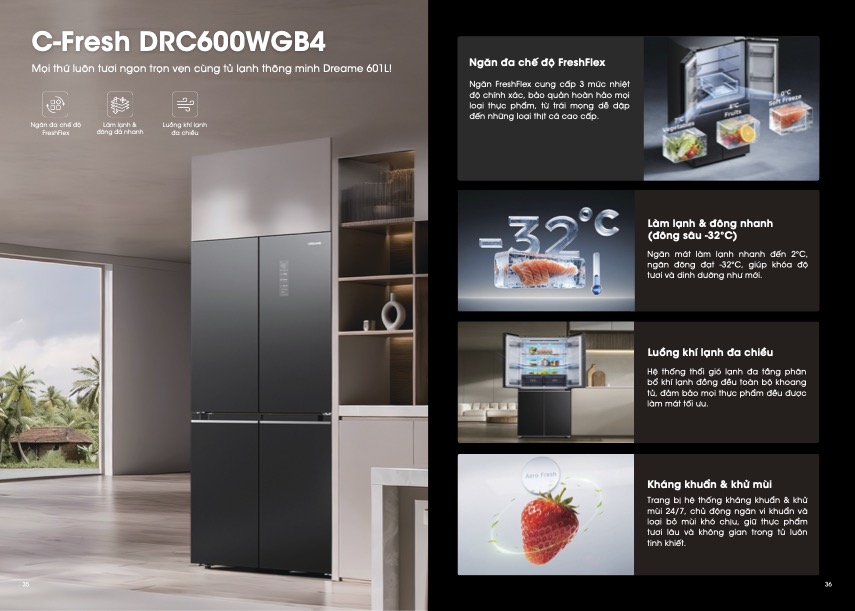 Ưu điểm nổi bật tủ lạnh Dreame C-Fresh 600L 4 cánh 