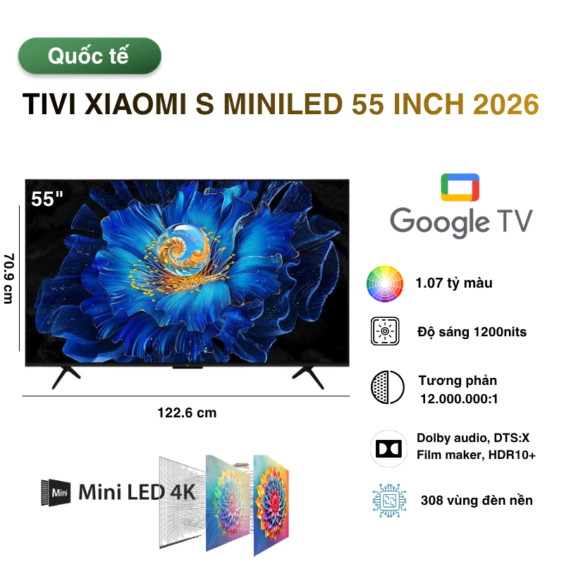 tivi xiaomi s miniled 55 inch chính hãng giá tốt